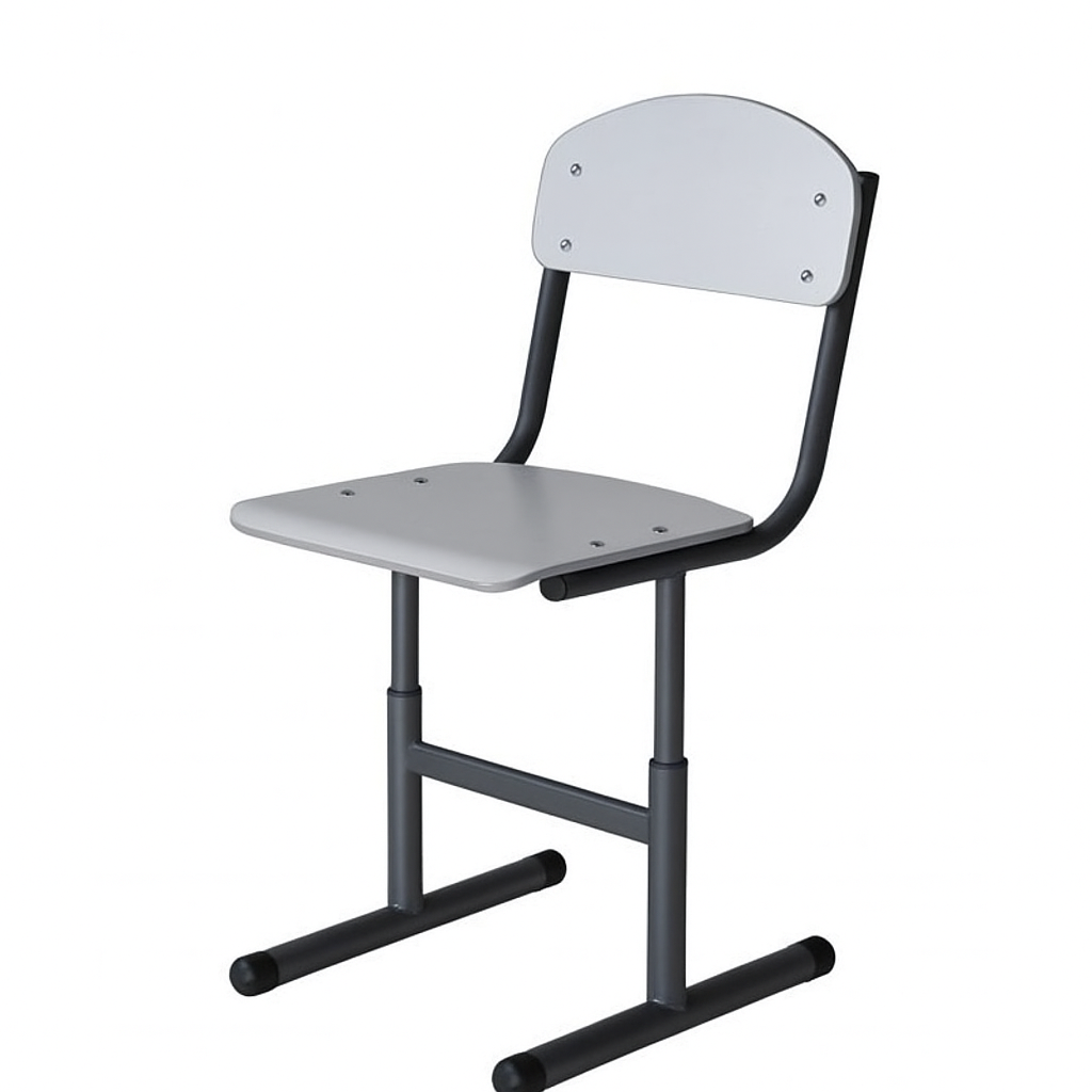 Стілець учнівський Т-подібний, з покриттям фанери пластиком HPL, регульована глибина сидіння, кругла металева труба, ЛЕЛЕКА, 364х400-420х(672)712-792 мм.